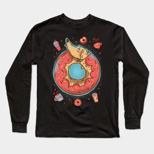 Coffee break dachshund donut Long Sleeve T-Shirt